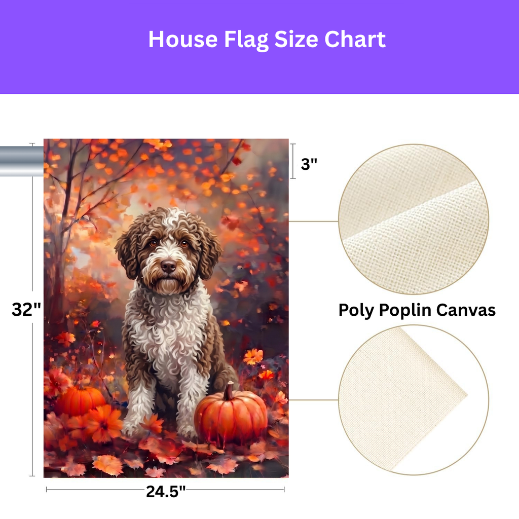 Fall Spanish Water Dog With Pumpkins Autumn Garden Flag