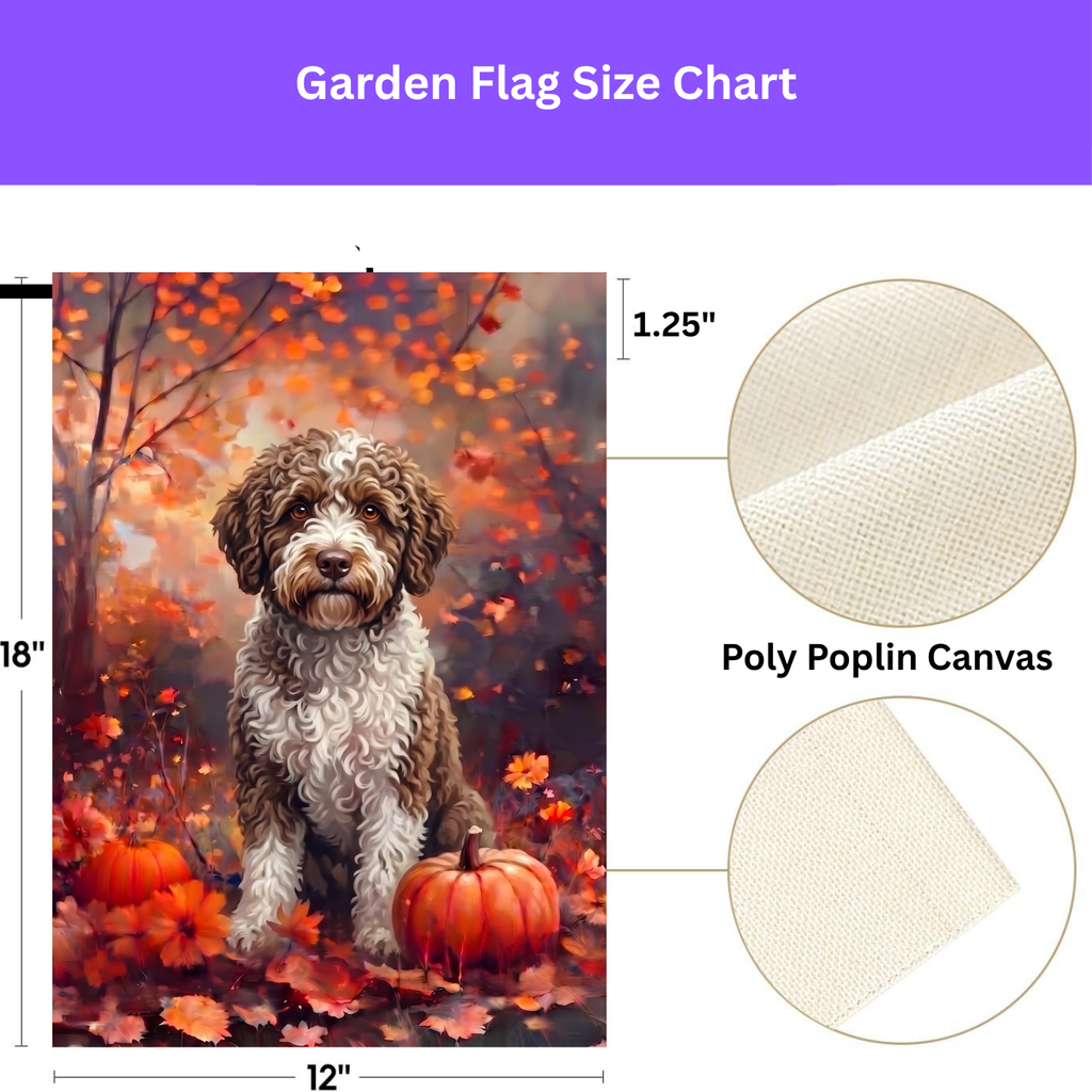 Fall Spanish Water Dog With Pumpkins Autumn Garden Flag