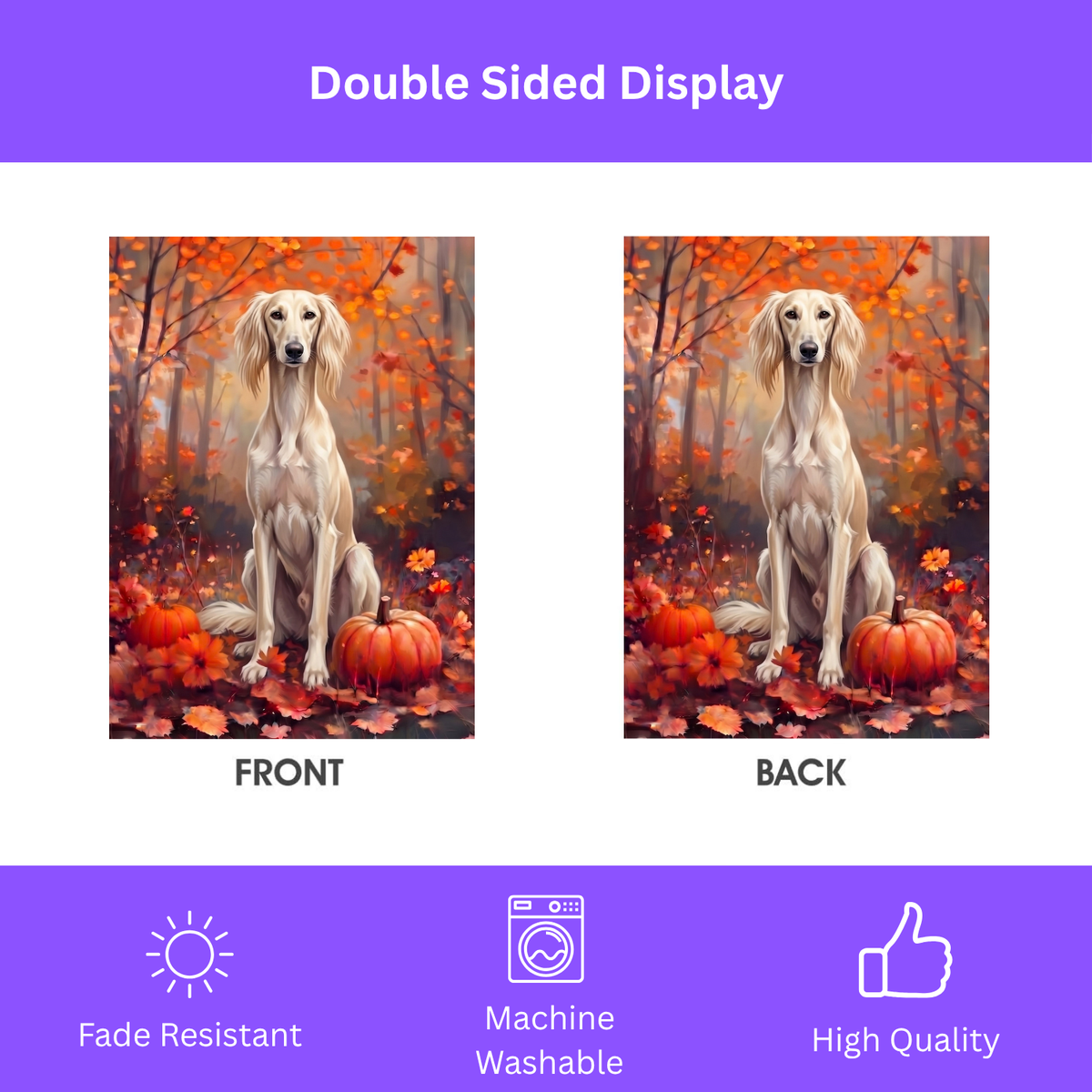 Fall Saluki With Pumpkins Autumn Garden Flag