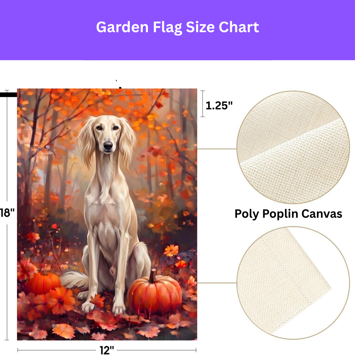 Fall Saluki With Pumpkins Autumn Garden Flag
