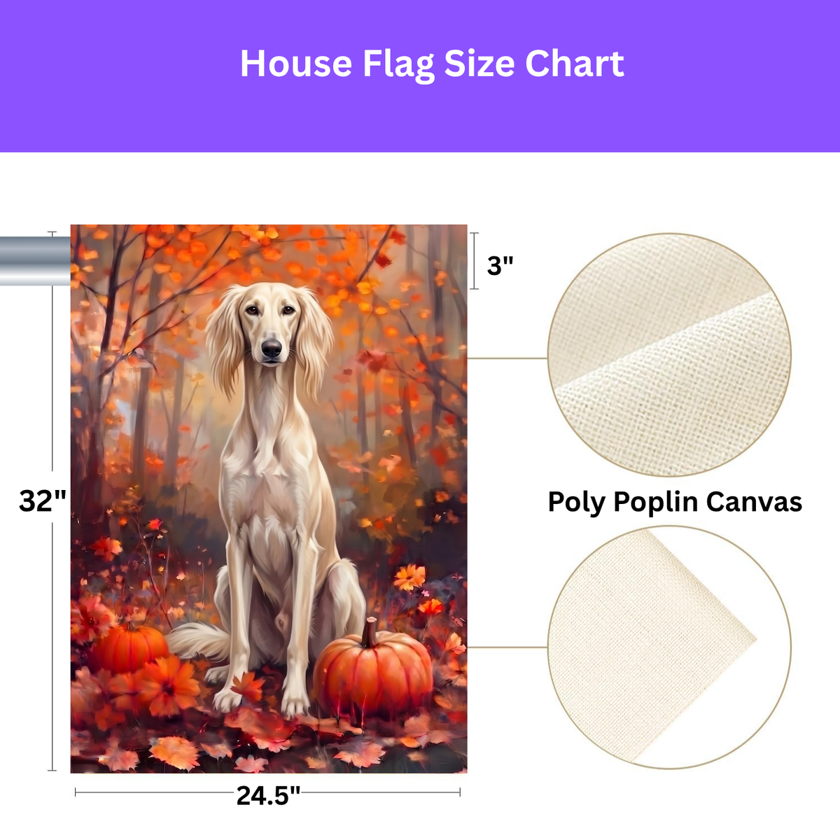 Fall Saluki With Pumpkins Autumn Garden Flag