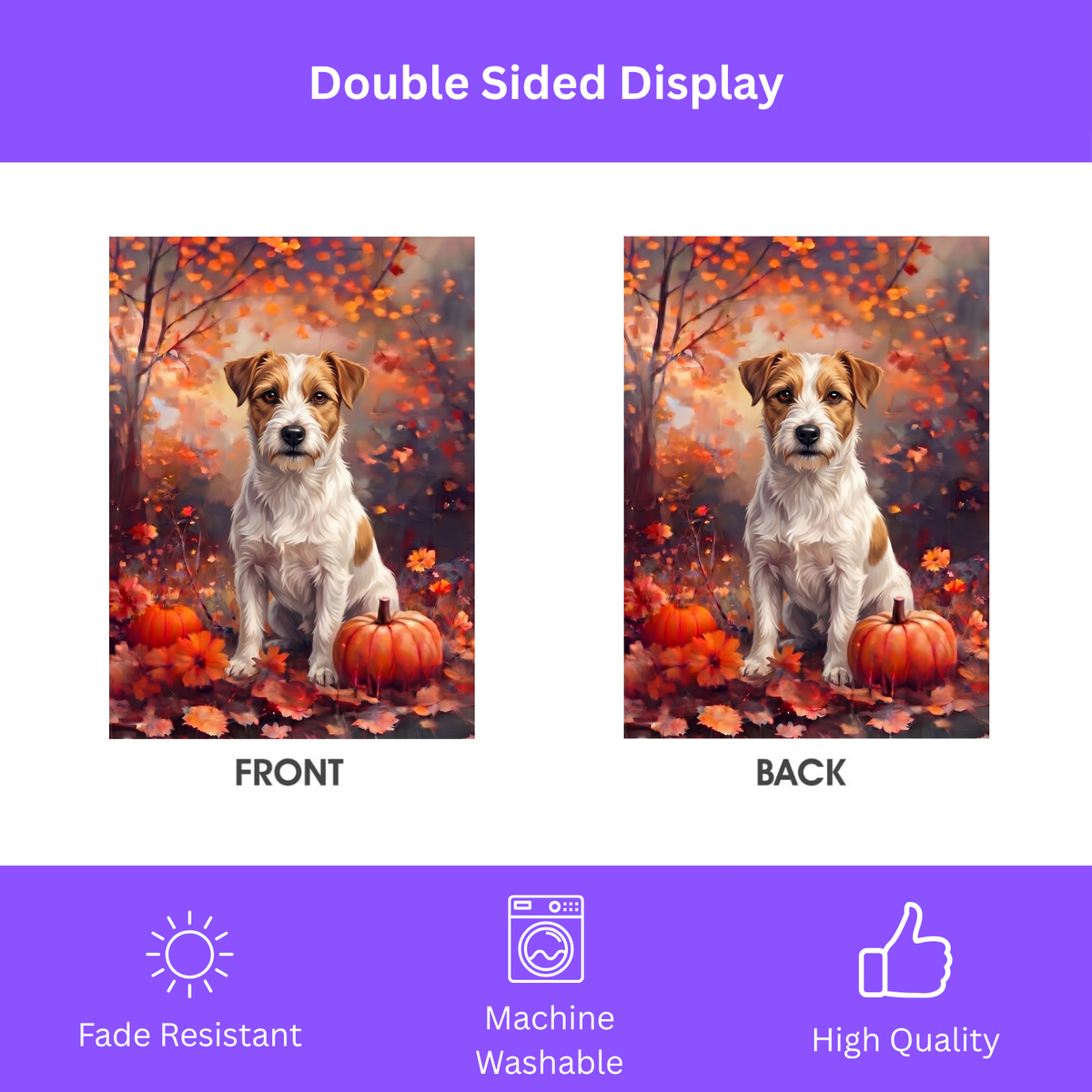 Fall Russell Terrier With Pumpkins Autumn Garden Flag