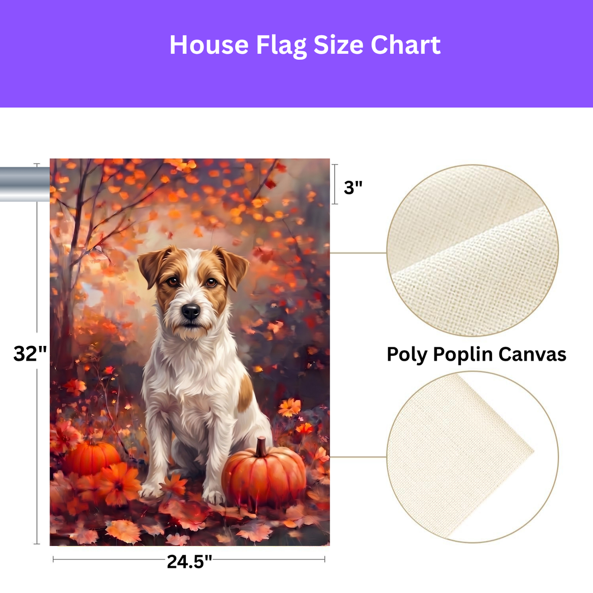 Fall Russell Terrier With Pumpkins Autumn Garden Flag