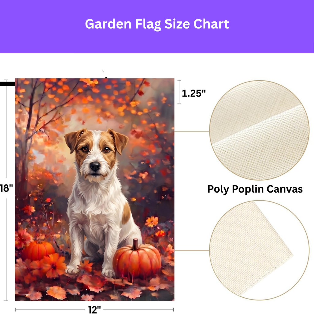 Fall Russell Terrier With Pumpkins Autumn Garden Flag