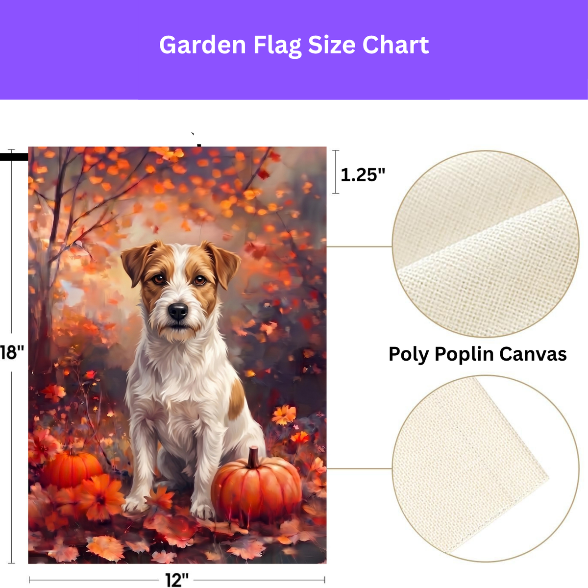 Fall Russell Terrier With Pumpkins Autumn Garden Flag