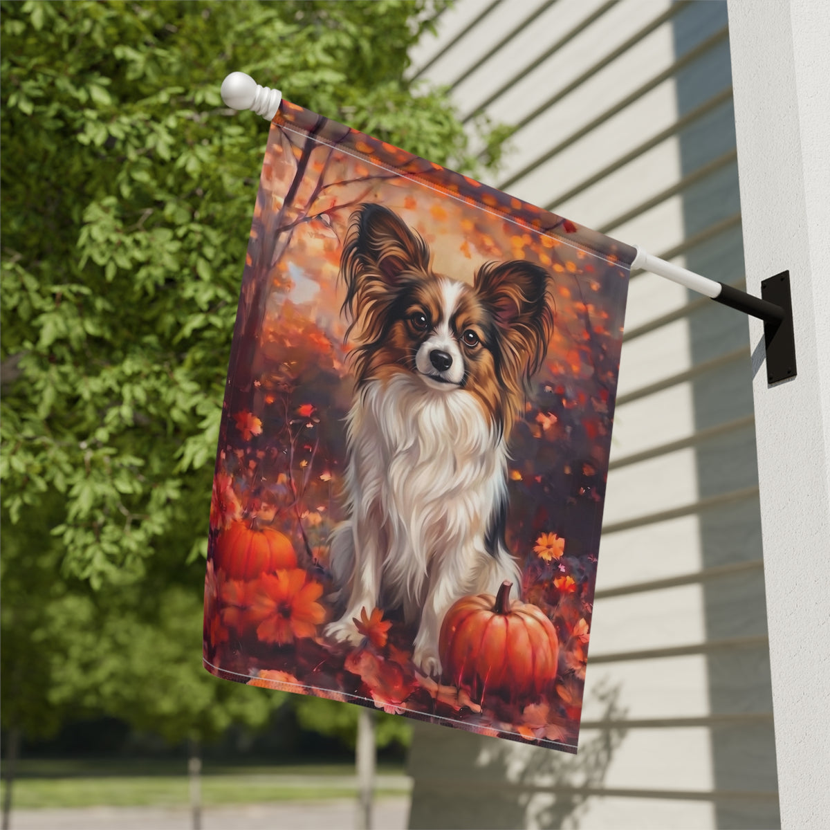 Fall Papillon With Pumpkins Autumn Garden Flag