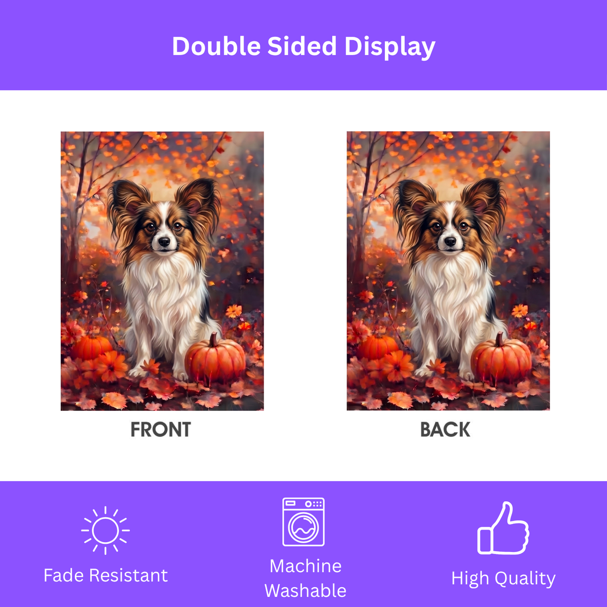 Fall Papillon With Pumpkins Autumn Garden Flag