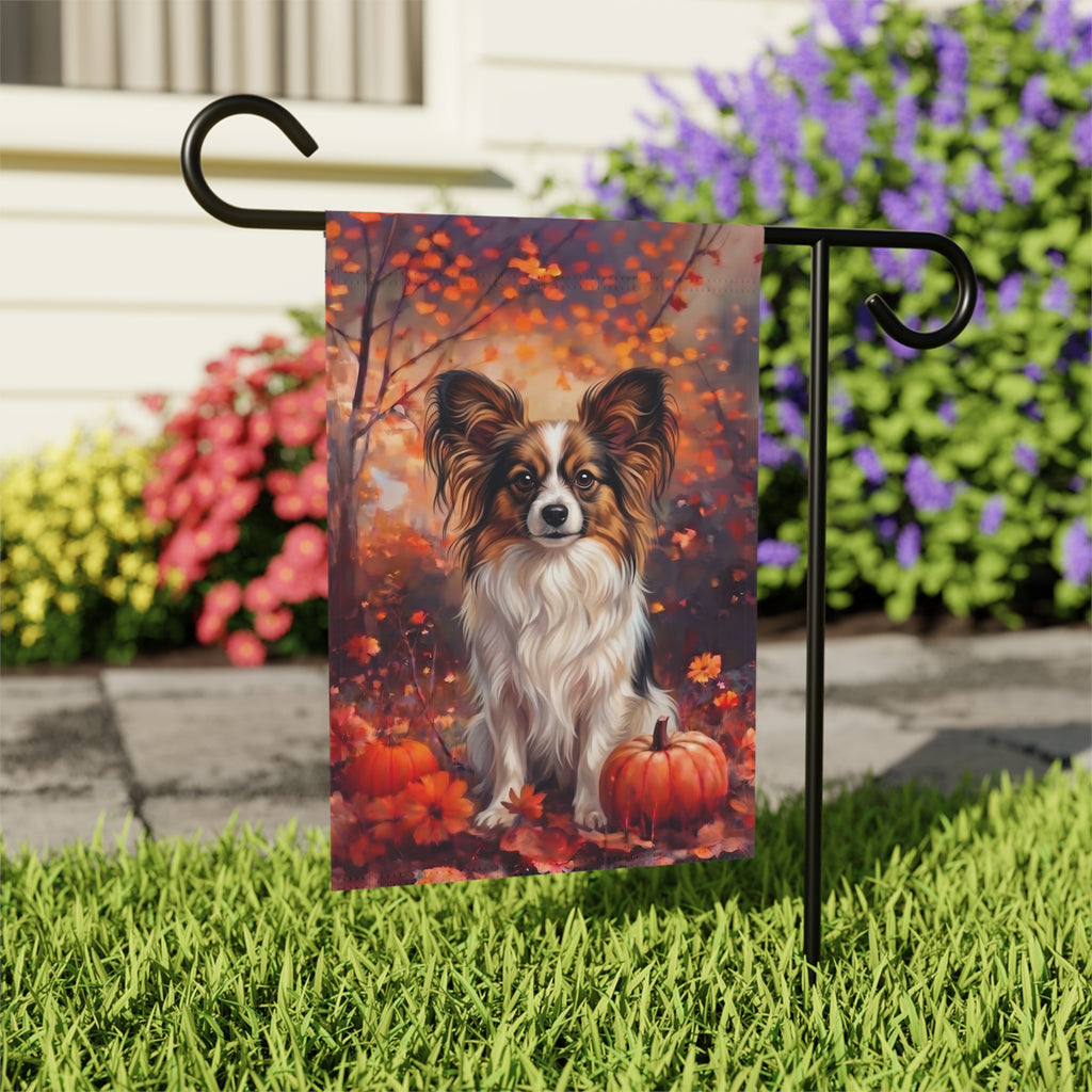 Fall Papillon With Pumpkins Autumn Garden Flag