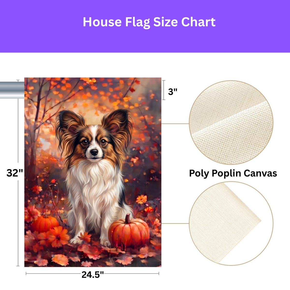 Fall Papillon With Pumpkins Autumn Garden Flag