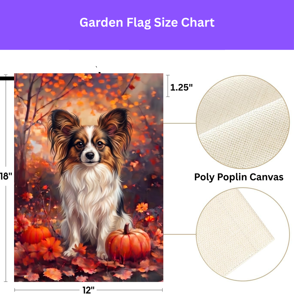 Fall Papillon With Pumpkins Autumn Garden Flag