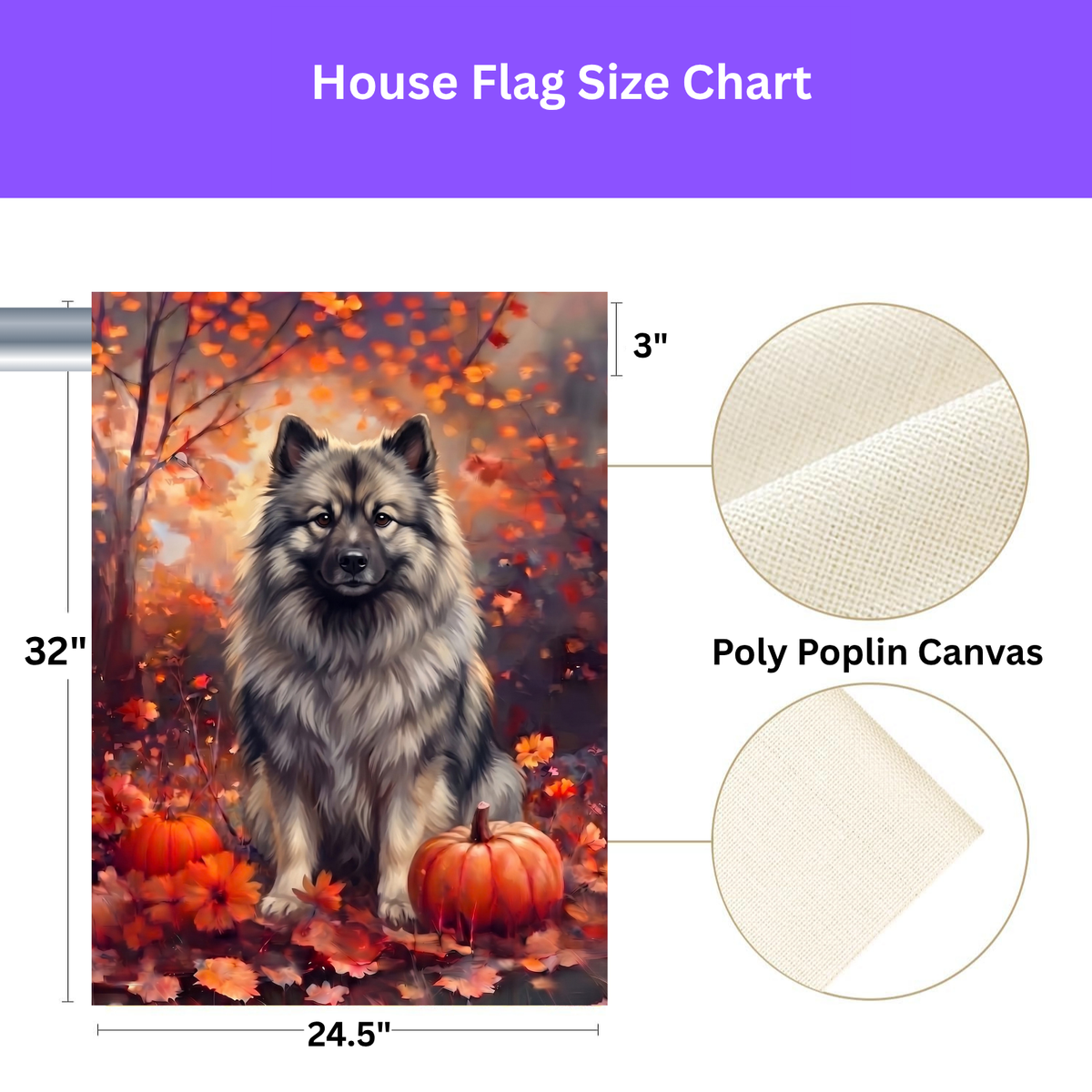 Fall Keeshond With Pumpkins Autumn Garden Flag