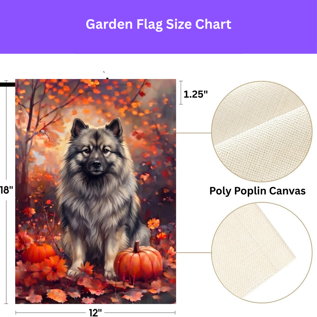 Fall Keeshond With Pumpkins Autumn Garden Flag