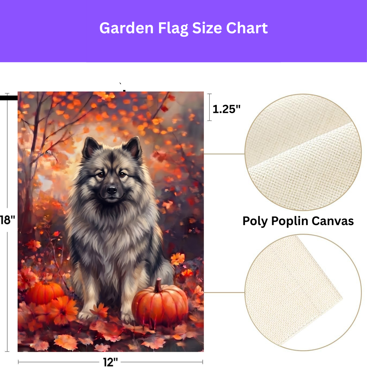 Fall Keeshond With Pumpkins Autumn Garden Flag