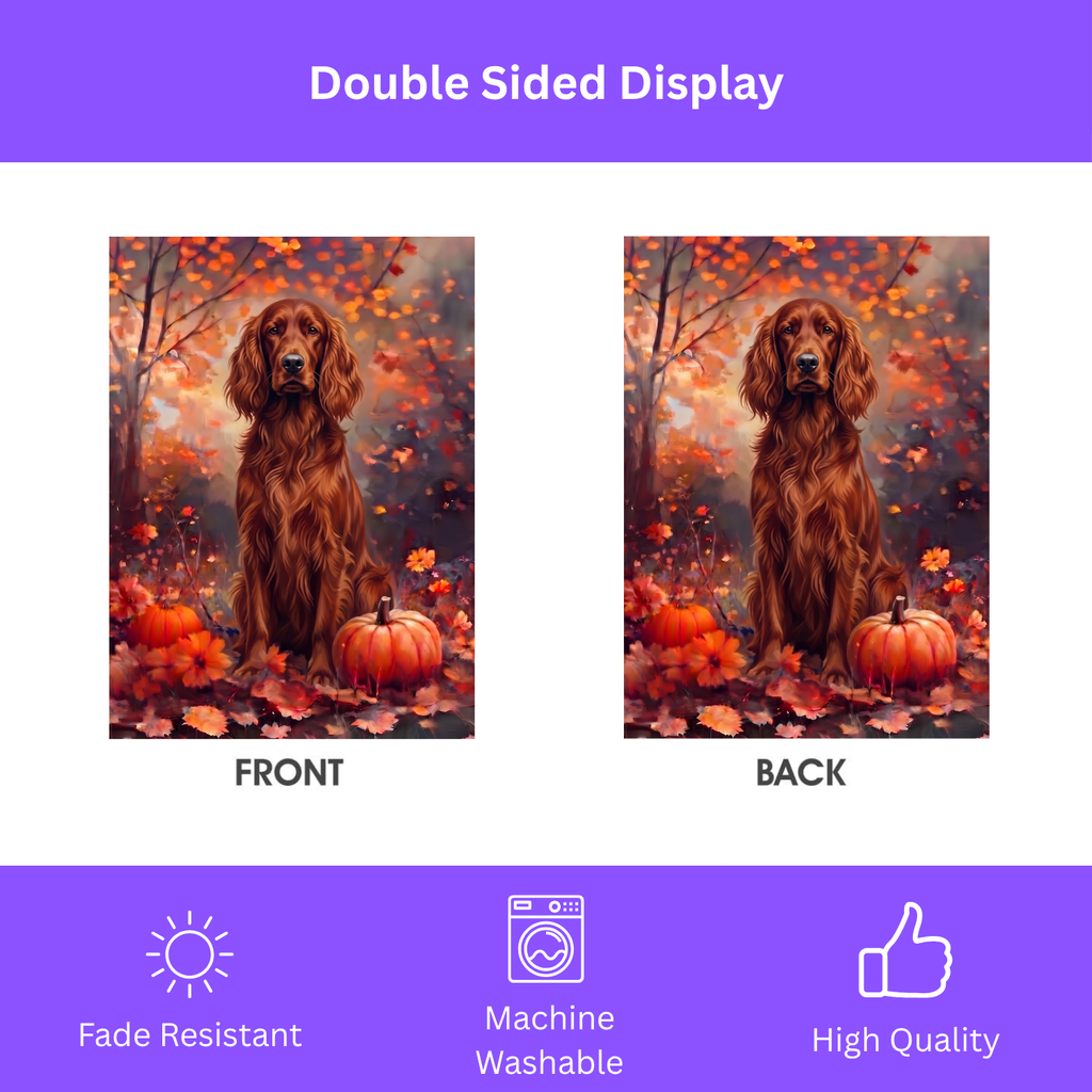 Fall Irish Setter With Pumpkins Autumn Garden Flag