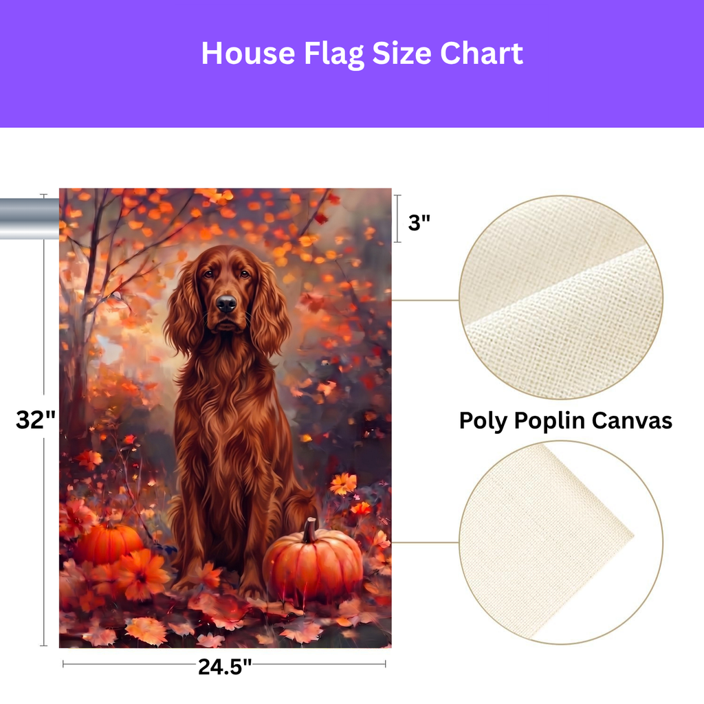 Fall Irish Setter With Pumpkins Autumn Garden Flag