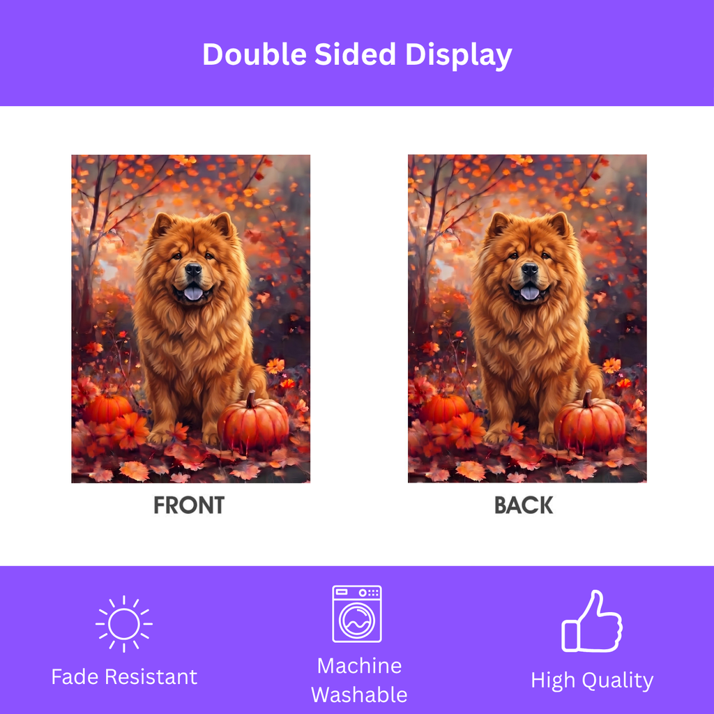 Fall Chow Chow With Pumpkins Autumn Garden Flag