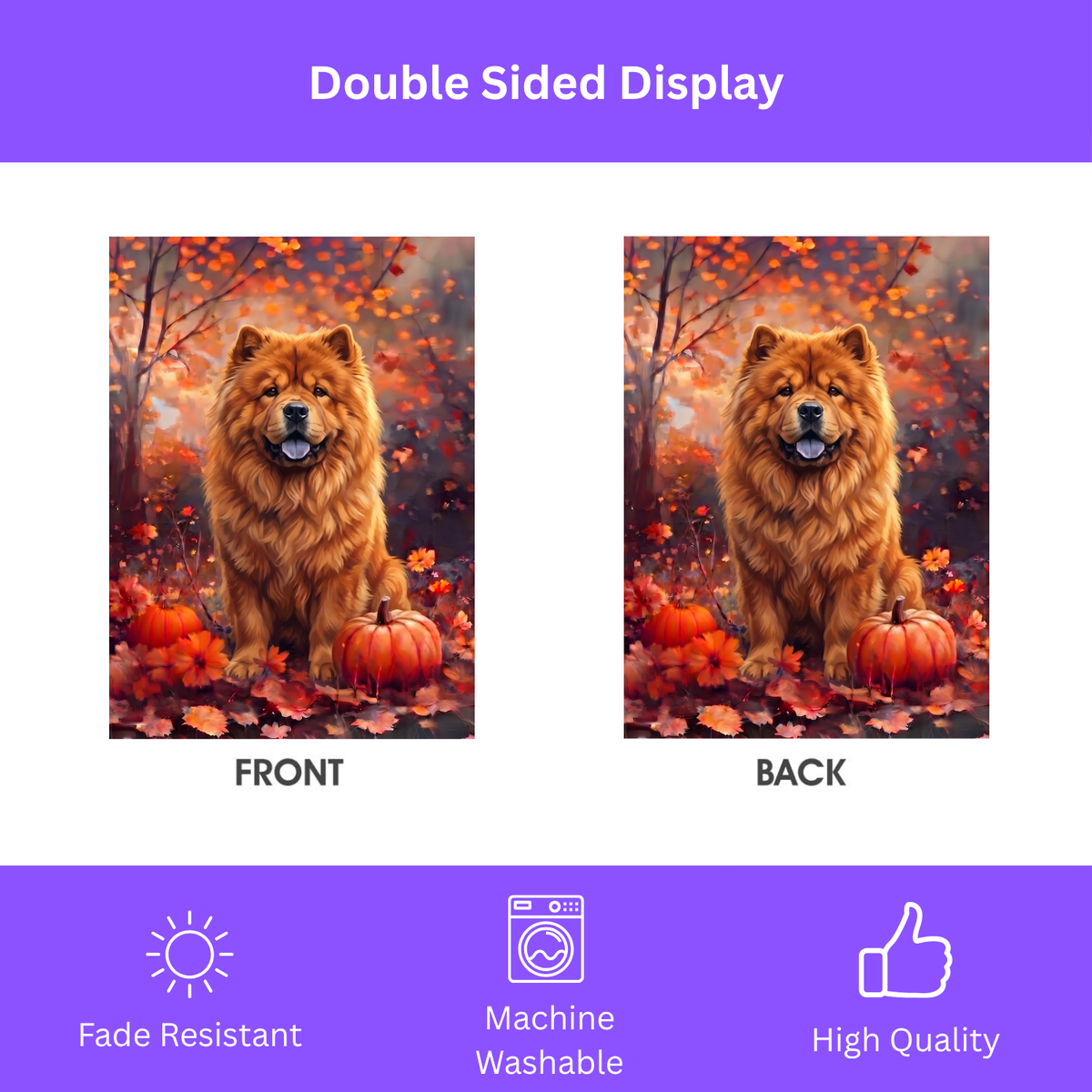 Fall Chow Chow With Pumpkins Autumn Garden Flag