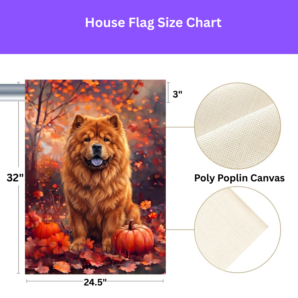 Fall Chow Chow With Pumpkins Autumn Garden Flag