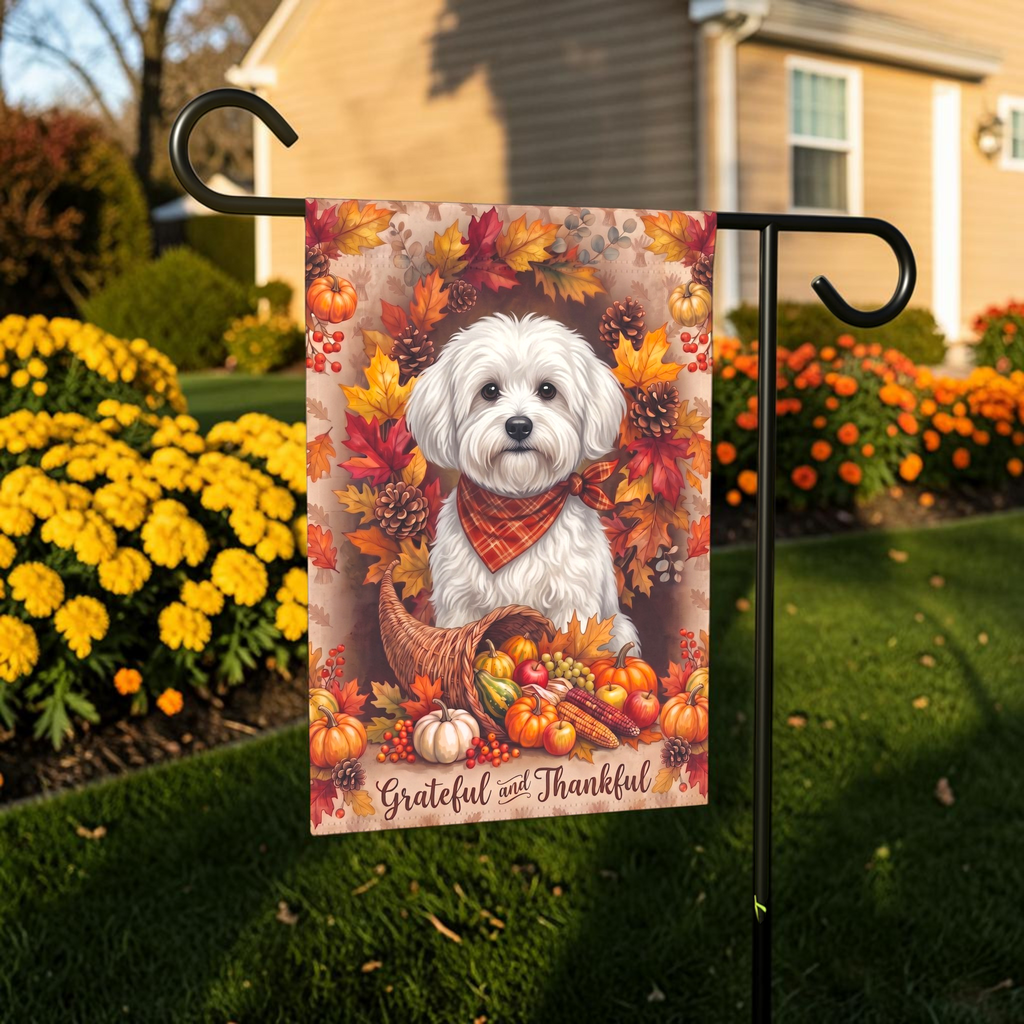 Grateful And Thankful Bolognese Thanksgiving Garden Flag