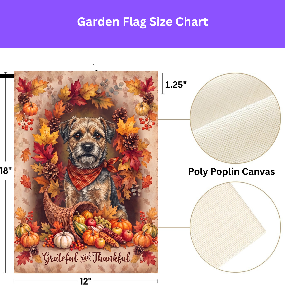 Grateful and Thankful Border Terrier Thanksgiving Garden Flag
