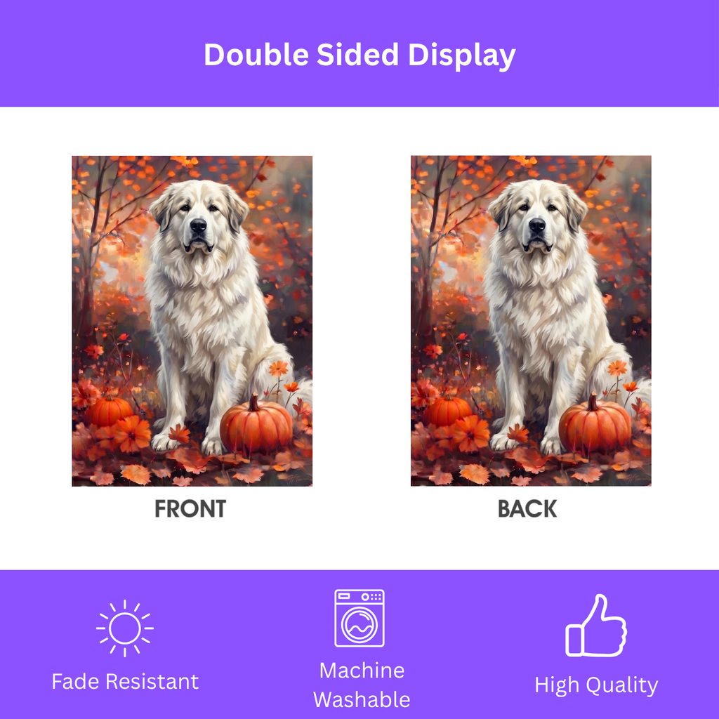 Fall Great Pyrenees With Pumpkins Autumn Garden Flag