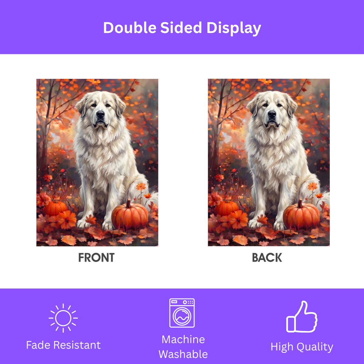 Fall Great Pyrenees With Pumpkins Autumn Garden Flag