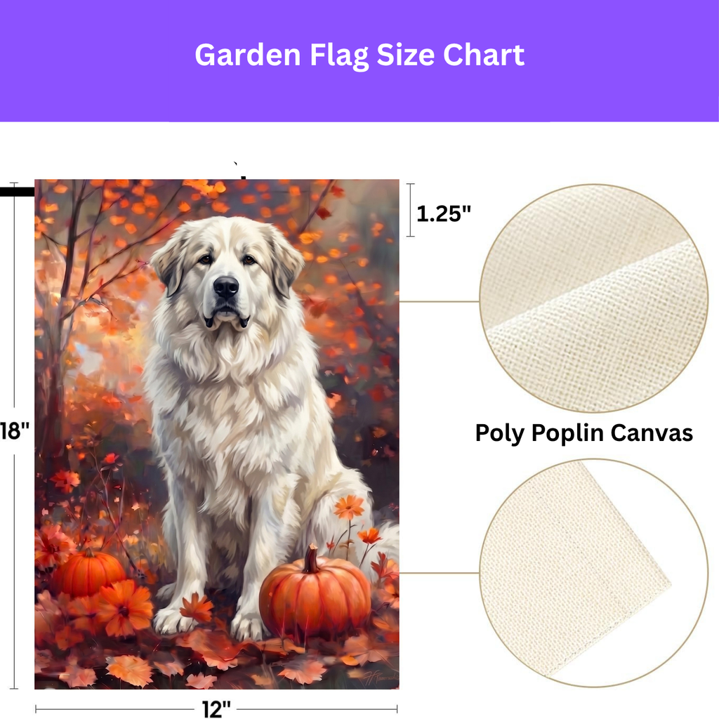 Fall Great Pyrenees With Pumpkins Autumn Garden Flag