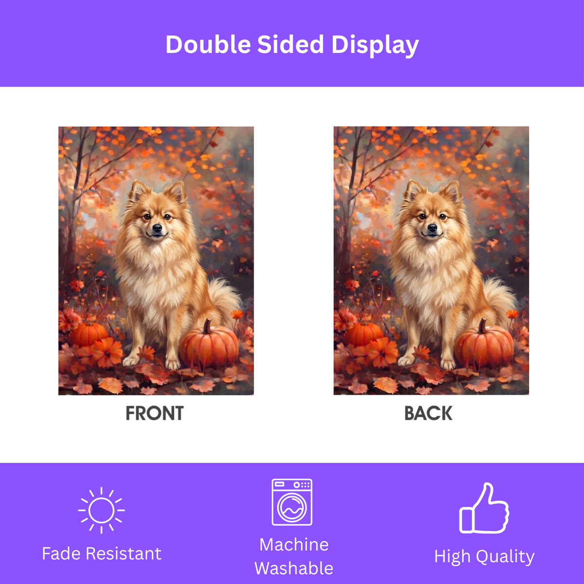 Fall German Spitz With Pumpkins Autumn Garden Flag