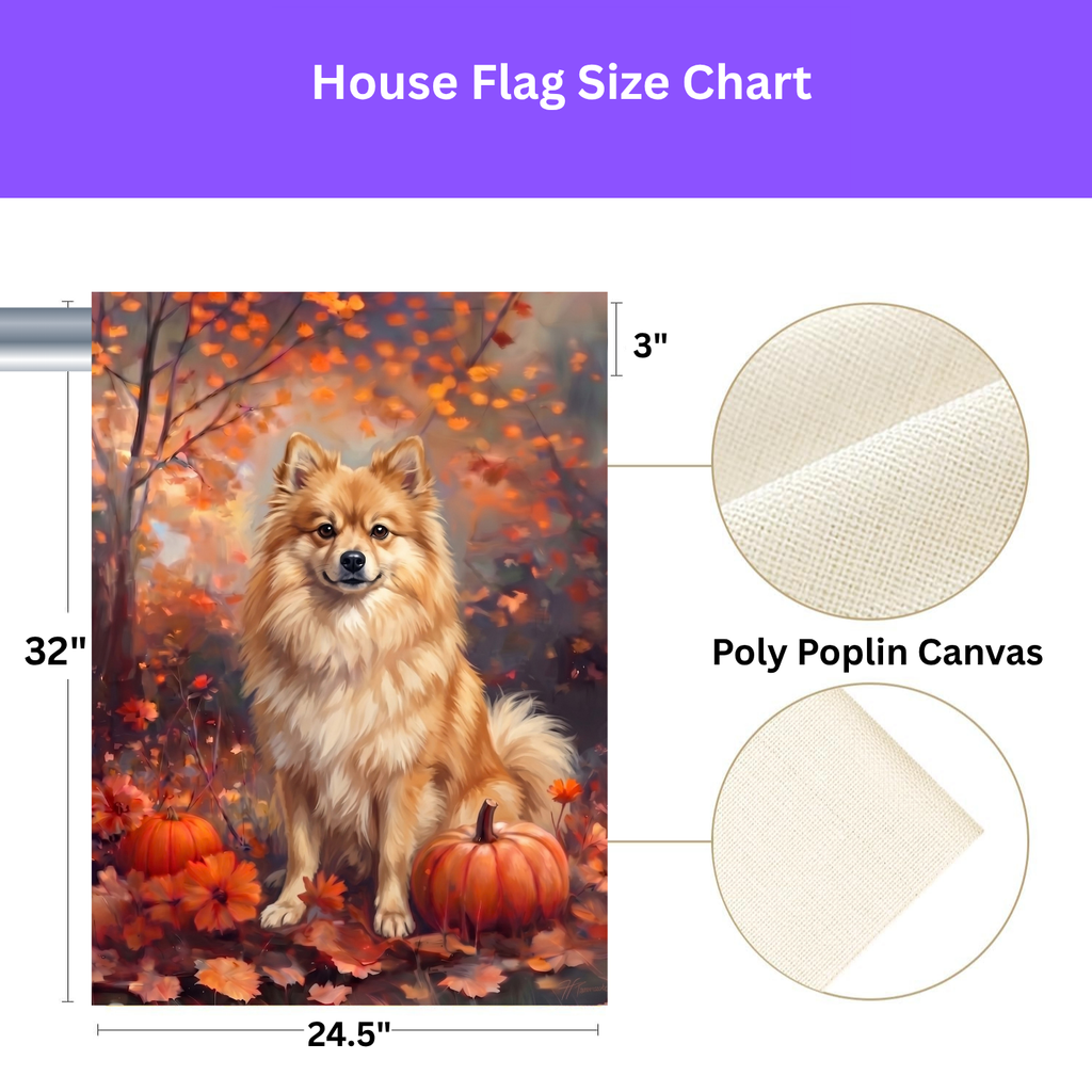 Fall German Spitz With Pumpkins Autumn Garden Flag
