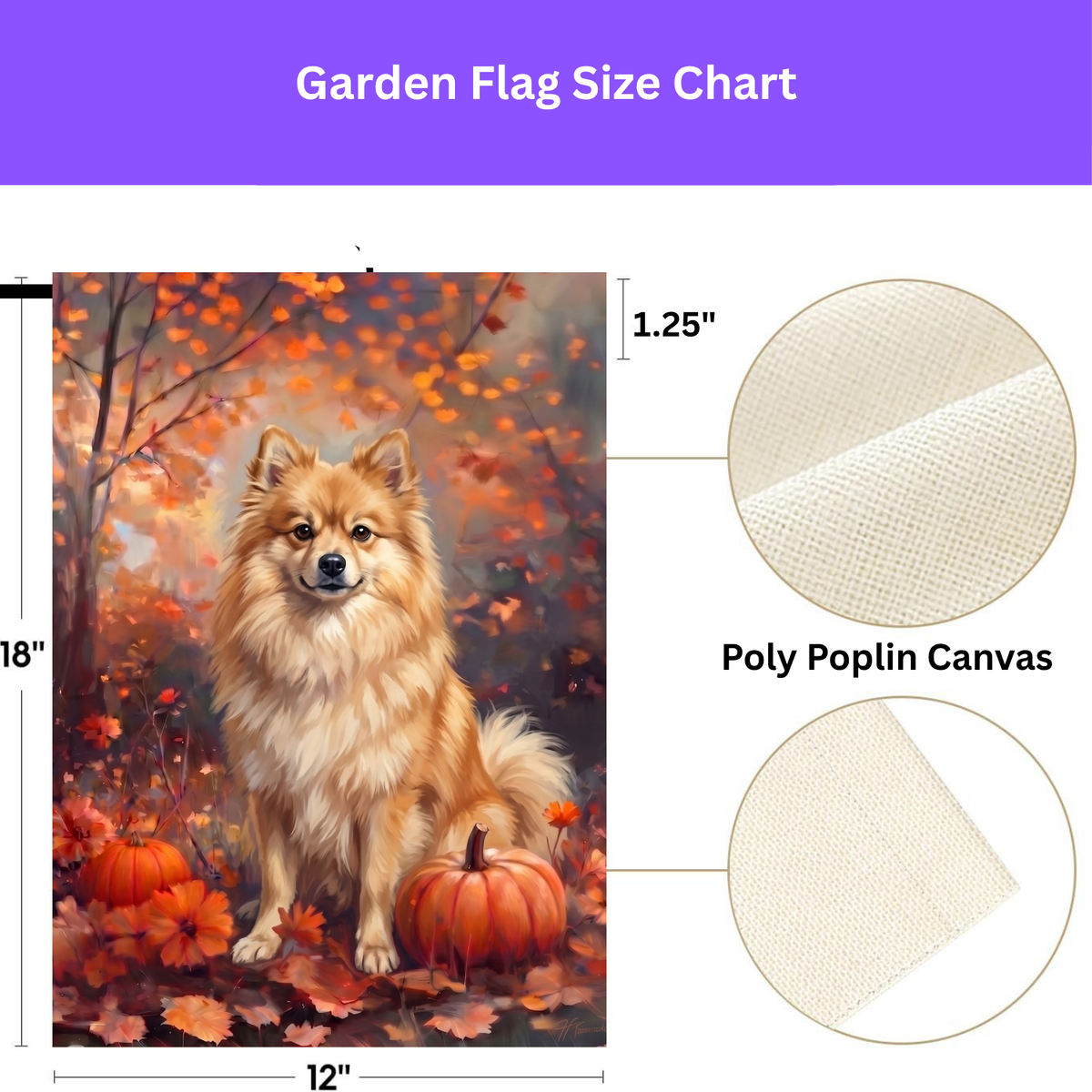 Fall German Spitz With Pumpkins Autumn Garden Flag