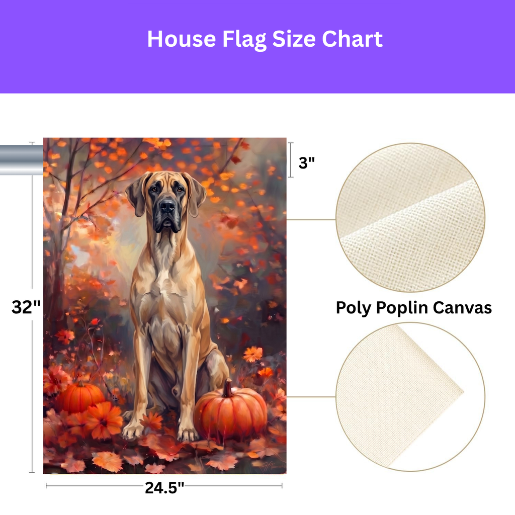 Fall Great Dane With Pumpkins Autumn Garden Flag