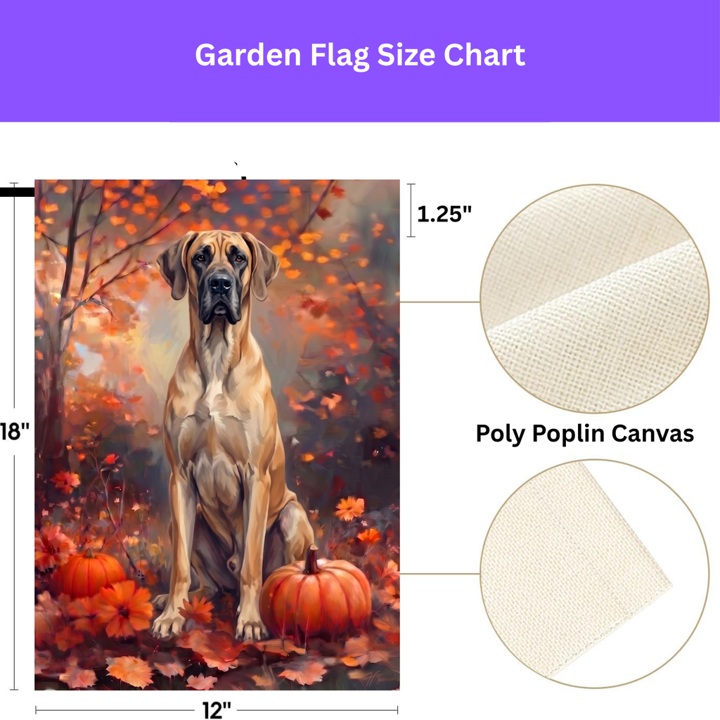 Fall Great Dane With Pumpkins Autumn Garden Flag