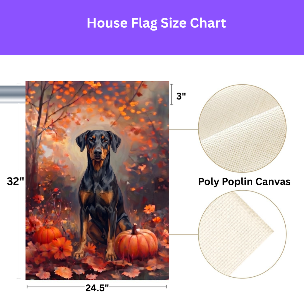 Fall Doberman Pinscher With Pumpkins Autumn Garden Flag