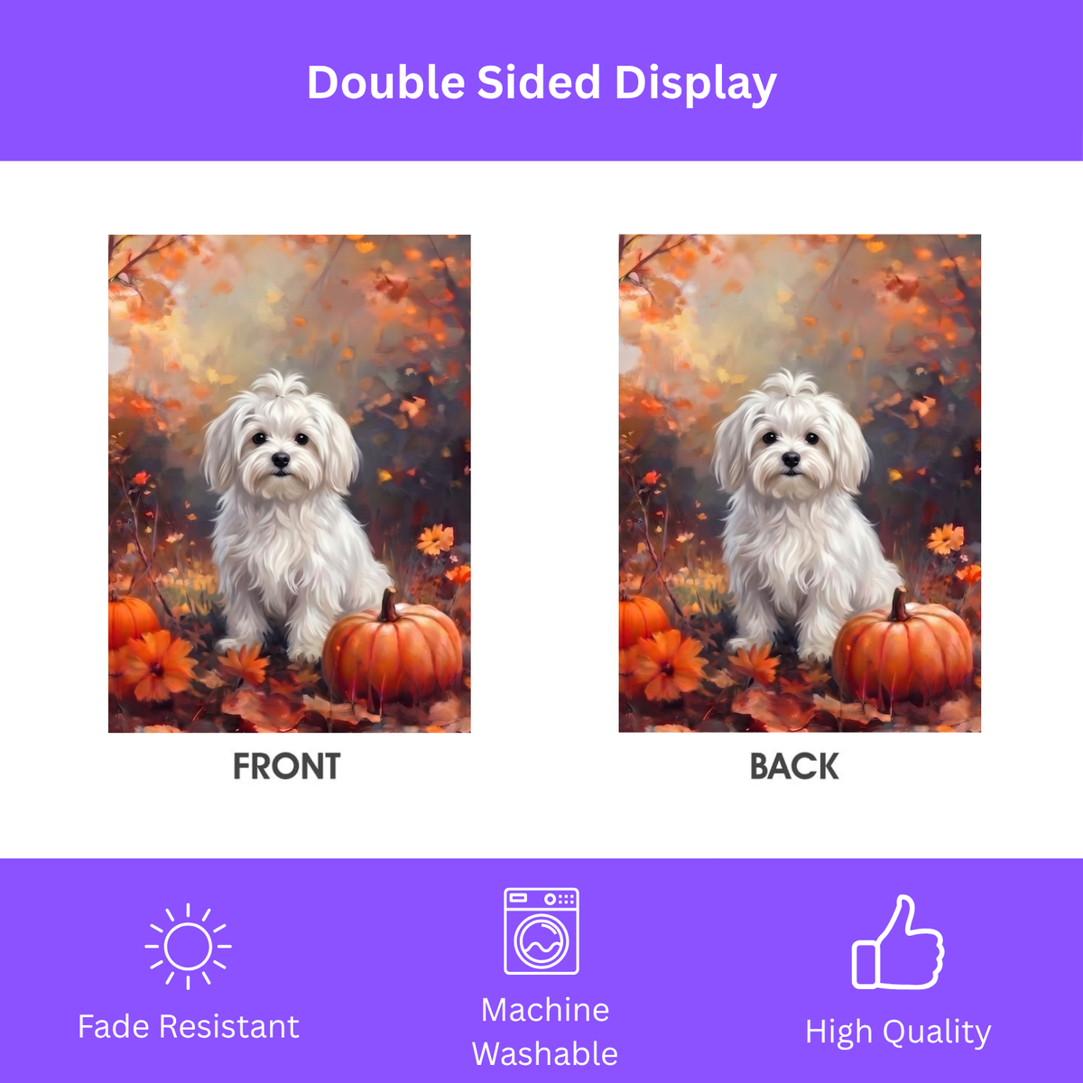 Fall Maltese With Pumpkins Autumn Garden Flag