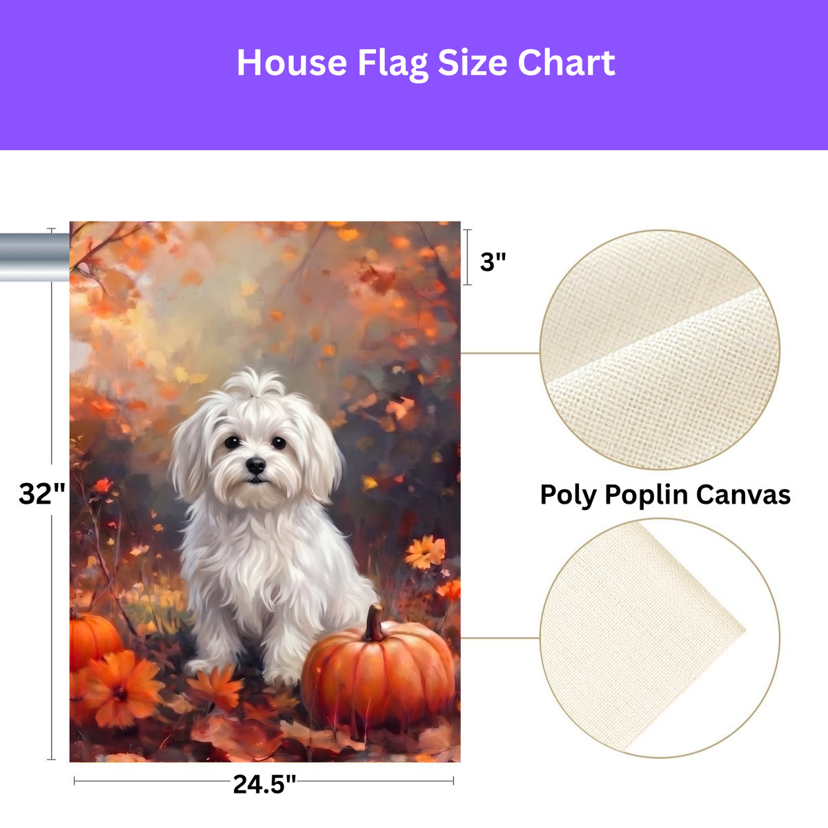 Fall Maltese With Pumpkins Autumn Garden Flag