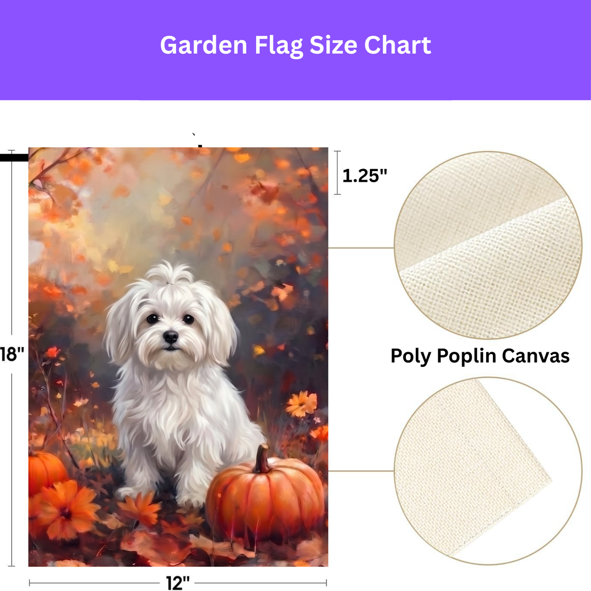 Fall Maltese With Pumpkins Autumn Garden Flag