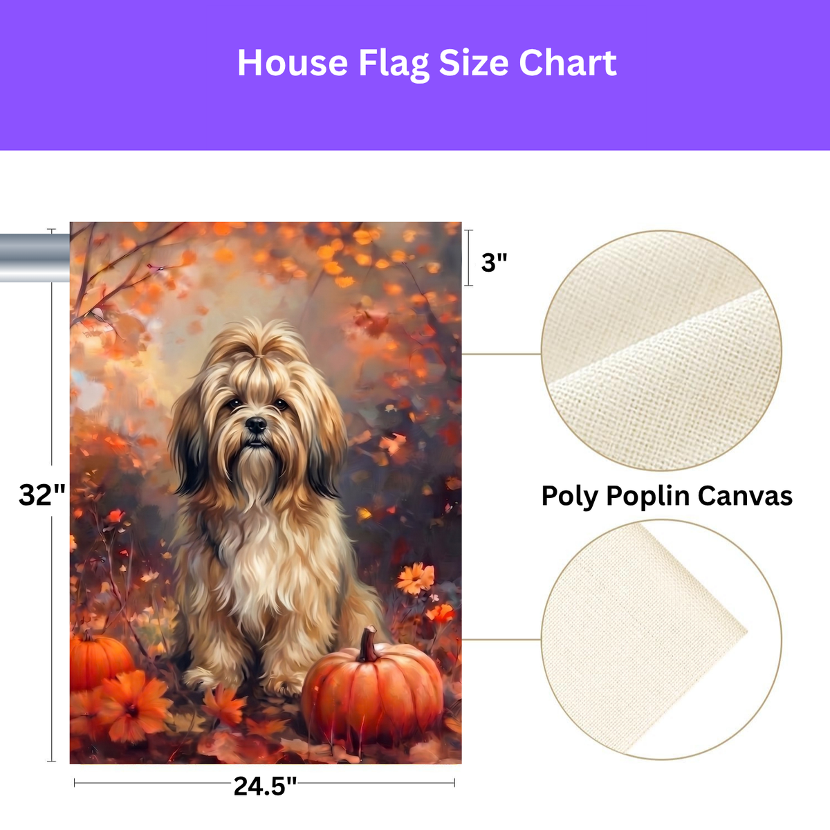 Fall Lhasa Apso With Pumpkins Autumn Garden Flag