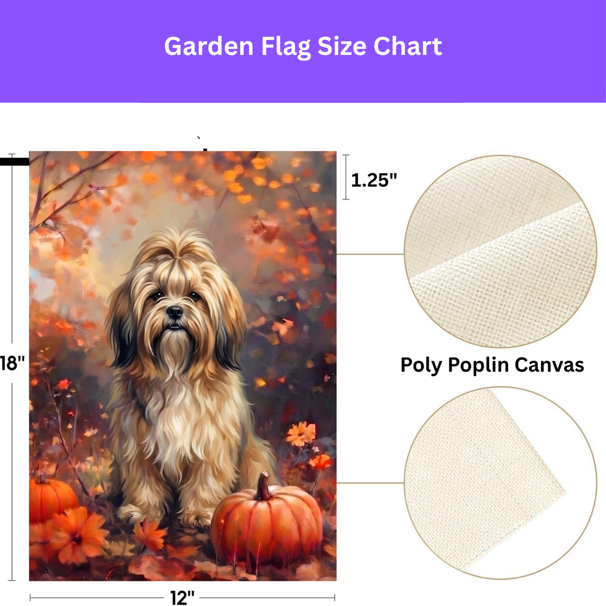 Fall Lhasa Apso With Pumpkins Autumn Garden Flag