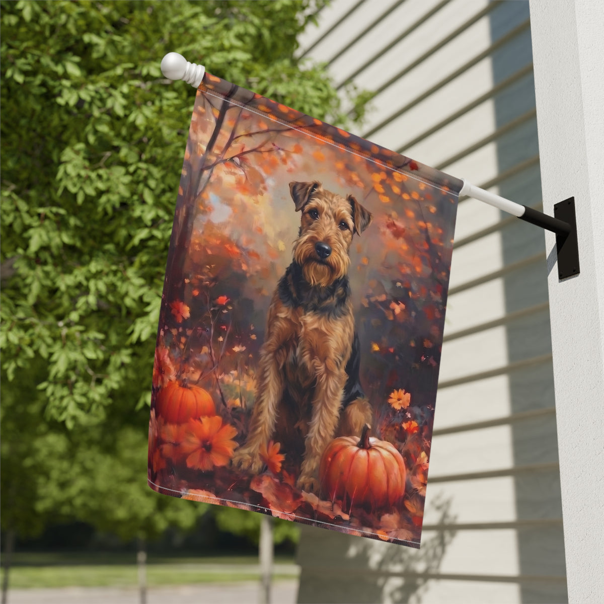 Fall Lakeland Terrier With Pumpkins Autumn Garden Flag