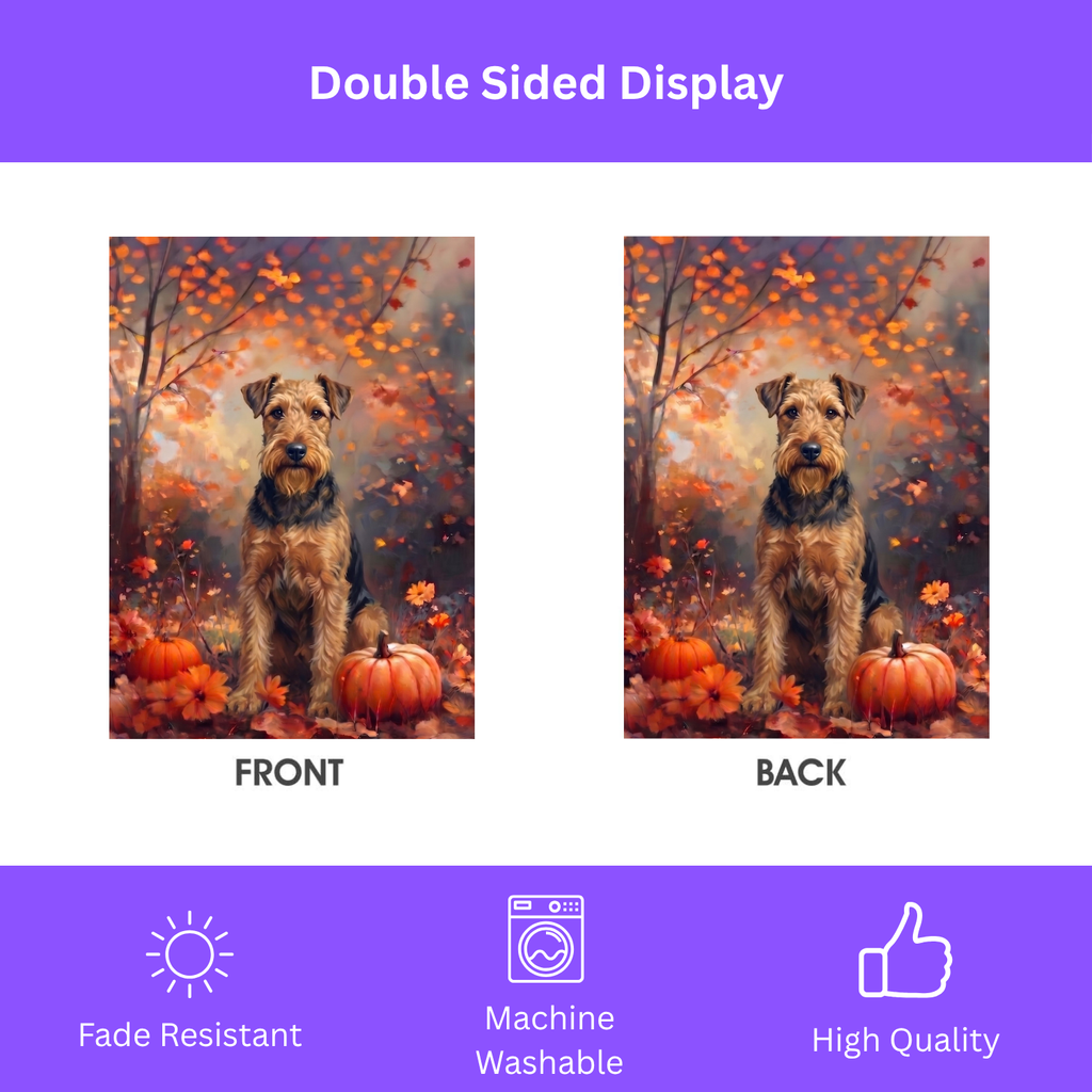 Fall Lakeland Terrier With Pumpkins Autumn Garden Flag