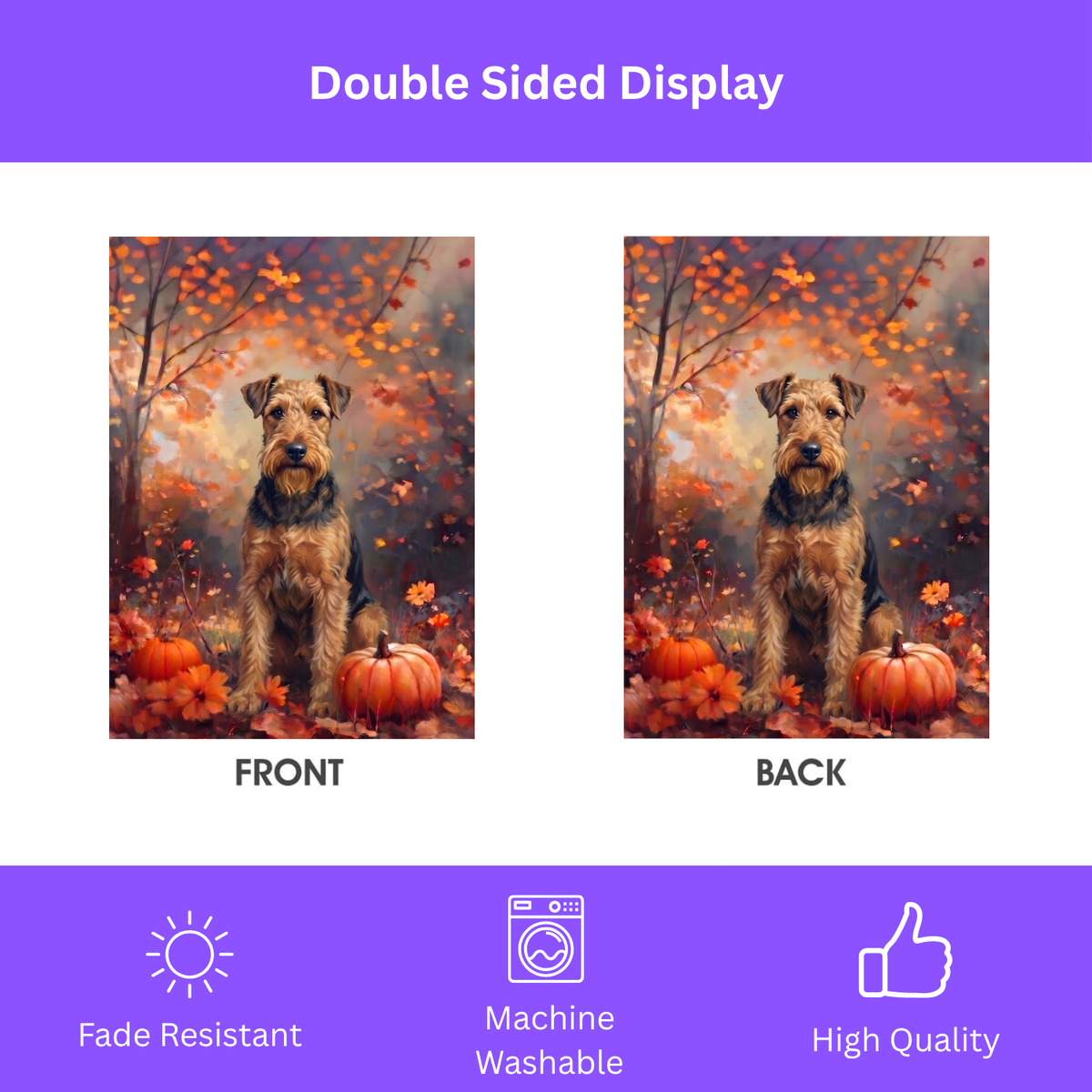 Fall Lakeland Terrier With Pumpkins Autumn Garden Flag