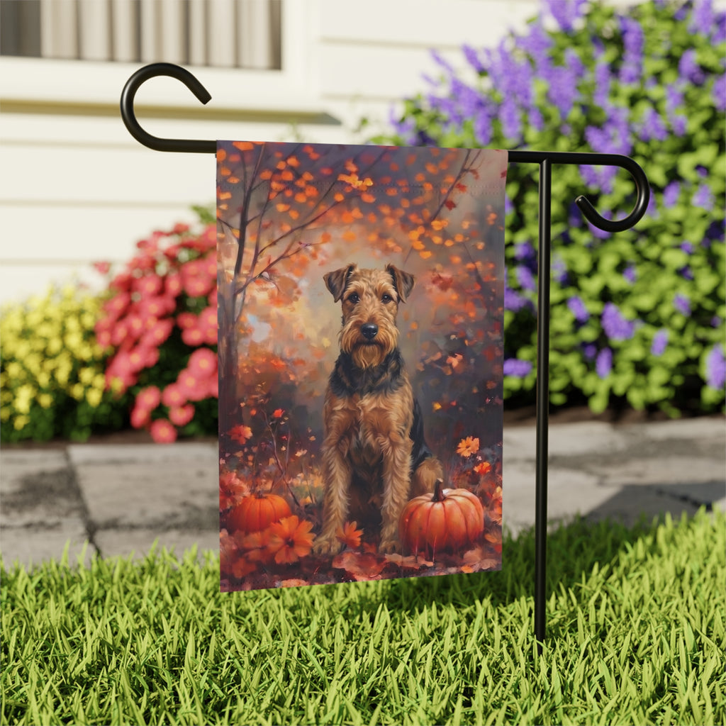 Fall Lakeland Terrier With Pumpkins Autumn Garden Flag