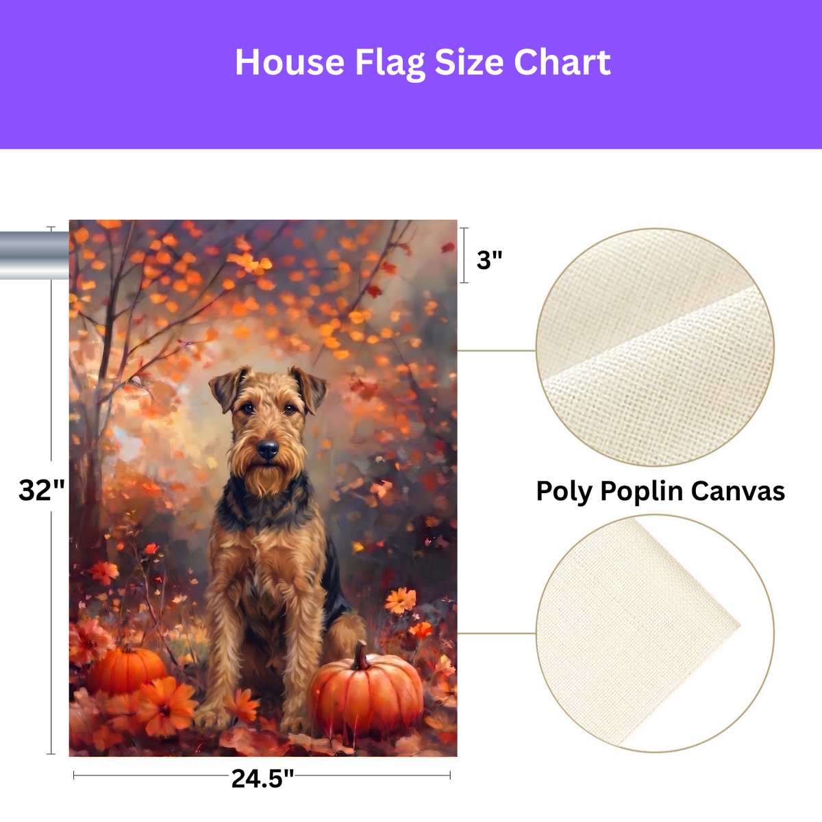 Fall Lakeland Terrier With Pumpkins Autumn Garden Flag