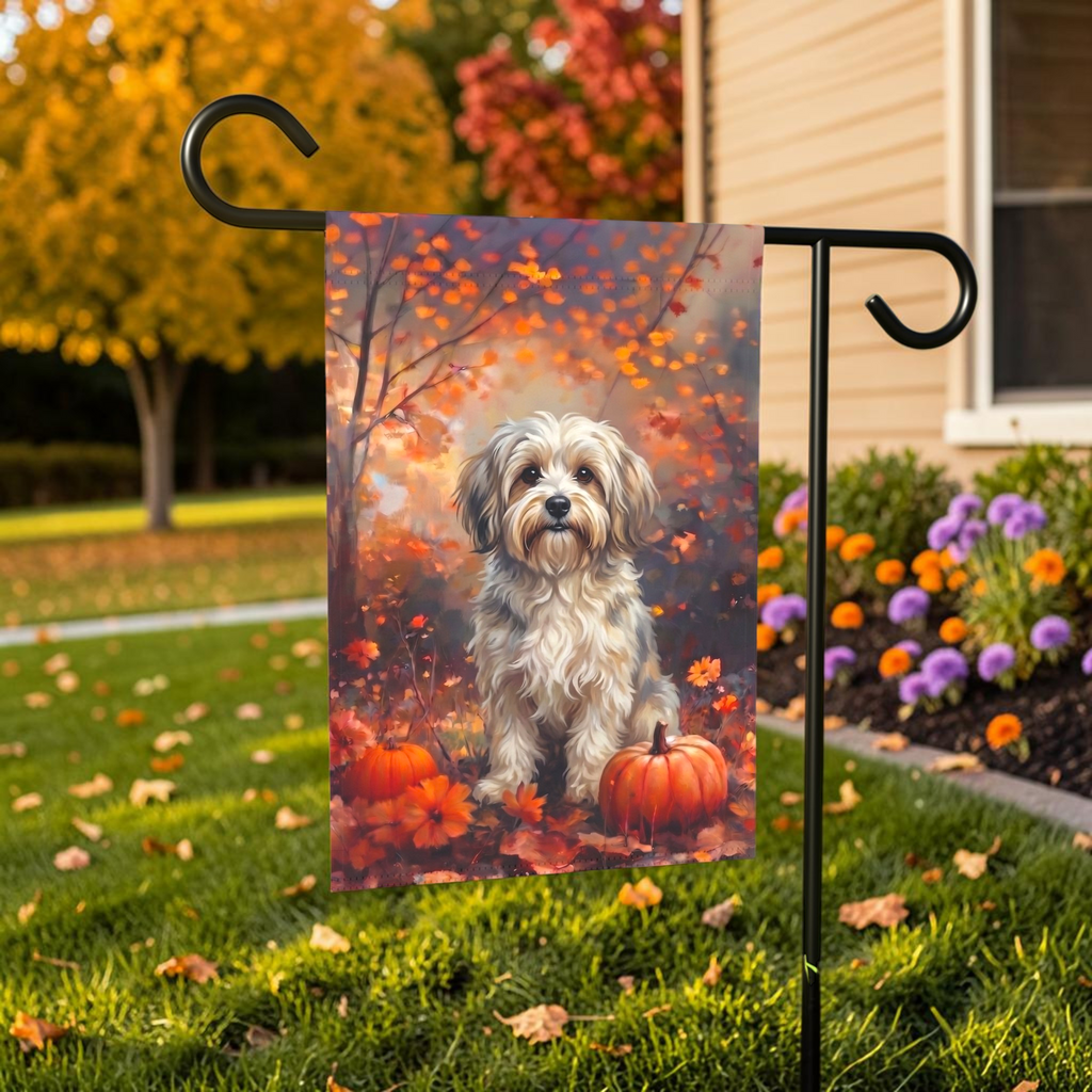 Fall Havanese With Pumpkins Autumn Garden Flag