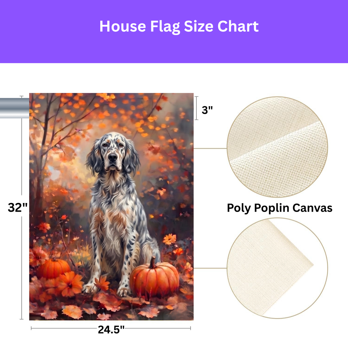 Fall English Setter With Pumpkins Autumn Garden Flag