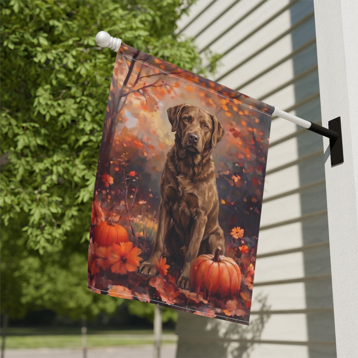 Fall Chesapeake Bay Retriever With Pumpkins Garden Flag