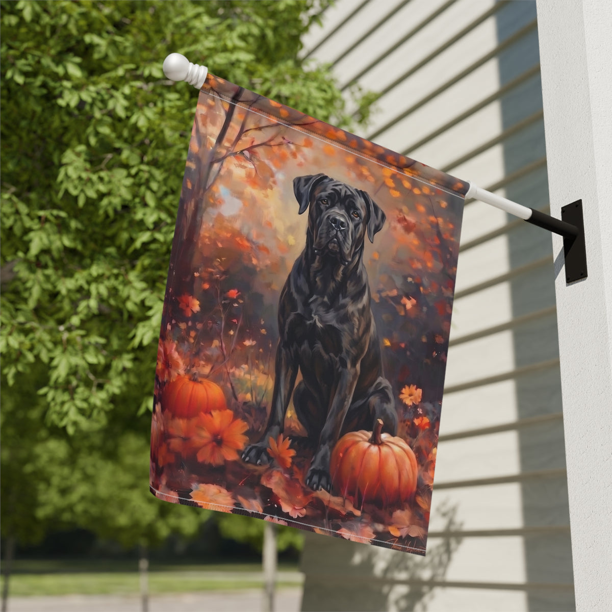 Fall Cane Corso With Pumpkins Autumn Garden Flag