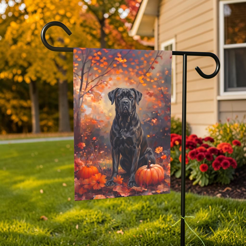 Fall Cane Corso With Pumpkins Autumn Garden Flag