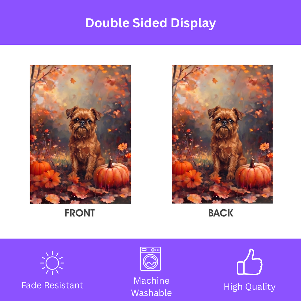 Fall Brussels Griffon With Pumpkins Autumn Garden Flag