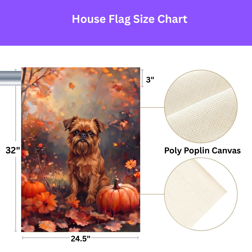 Fall Brussels Griffon With Pumpkins Autumn Garden Flag